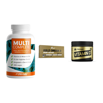 Grundversorgung: ProFuel MULTI + Olimp Omega 3 + Peak Vitamin D – alle enthaltenen Artikel