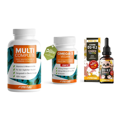Grundversorgung: ProFuel MULTI + ProFuel Omega 3 + ProFuel VITAMIN – alle enthaltenen Artikel