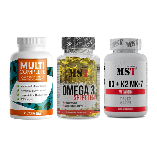 Grundversorgung: ProFuel MULTI + MST Omega 3 + MST Vitamin D3 – alle enthaltenen Artikel