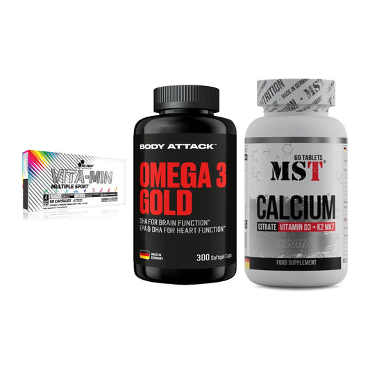 Grundversorgung: Olimp Vita-Min + Body Attack + MST Calcium – alle enthaltenen Artikel