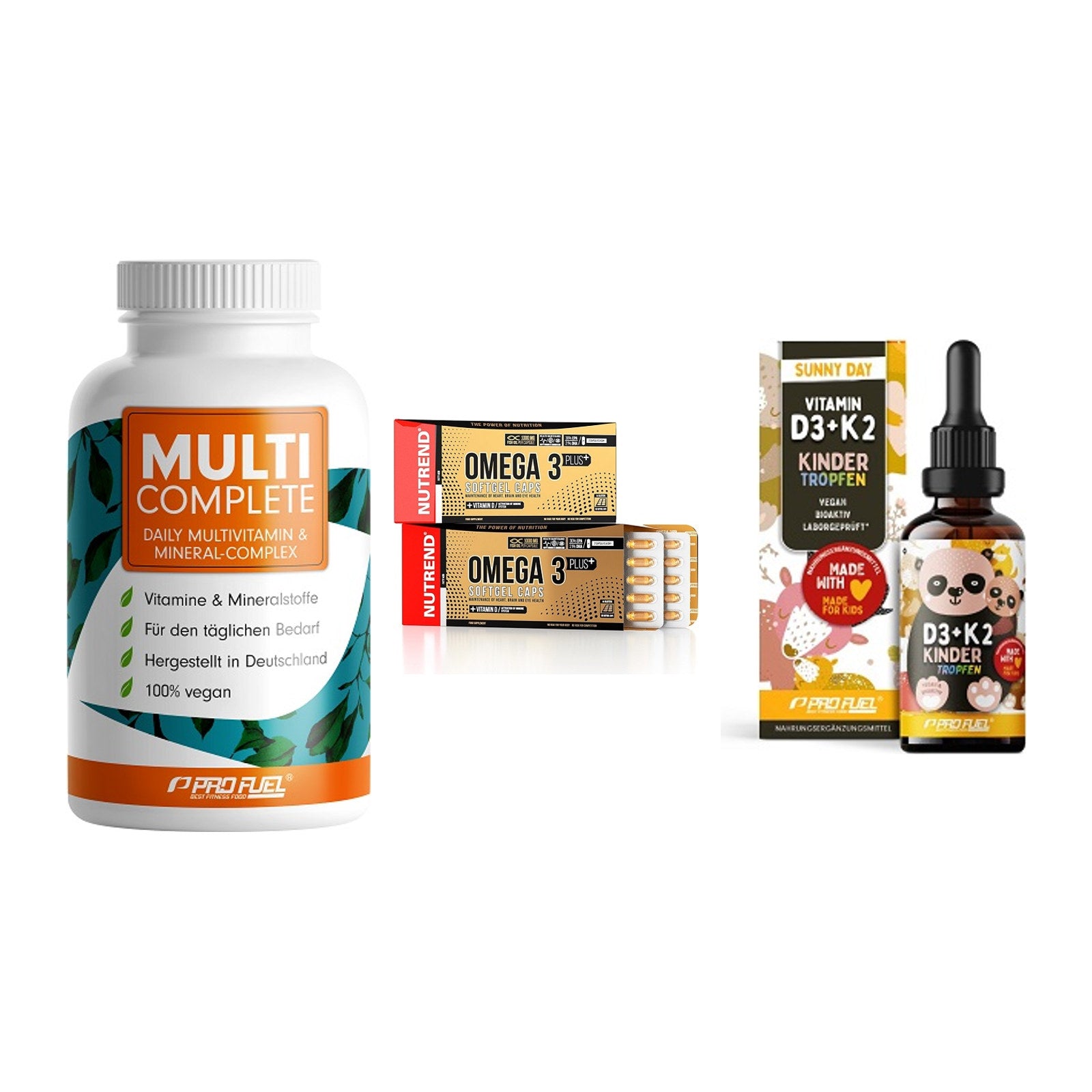 Grundversorgung: ProFuel MULTI + Nutrend Omega 3 + ProFuel VITAMIN – alle enthaltenen Artikel