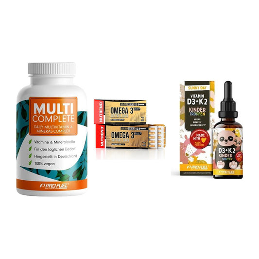 Grundversorgung: ProFuel MULTI + Nutrend Omega 3 + ProFuel VITAMIN – alle enthaltenen Artikel