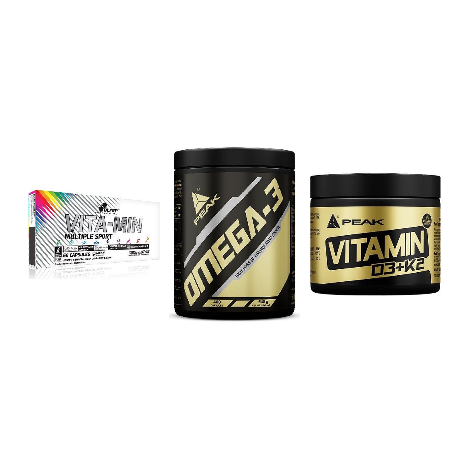 Grundversorgung: Olimp Vita-Min + Peak Omega-3 + Peak Vitamin – alle enthaltenen Artikel