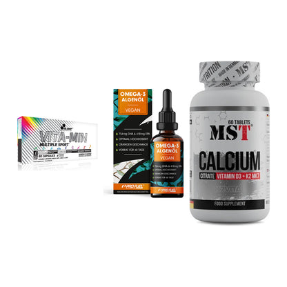 Grundversorgung: Olimp Vita-Min + ProFuel Omega 3 + MST Calcium – alle enthaltenen Artikel