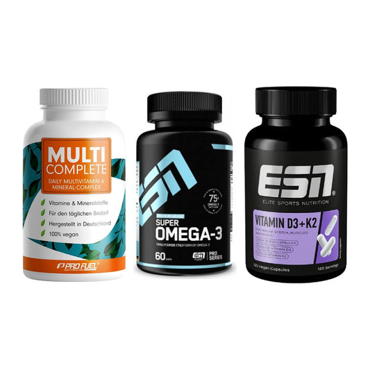 Grundversorgung: ProFuel MULTI + ESN Omega 3 + ESN Vitamin D3 – alle enthaltenen Artikel