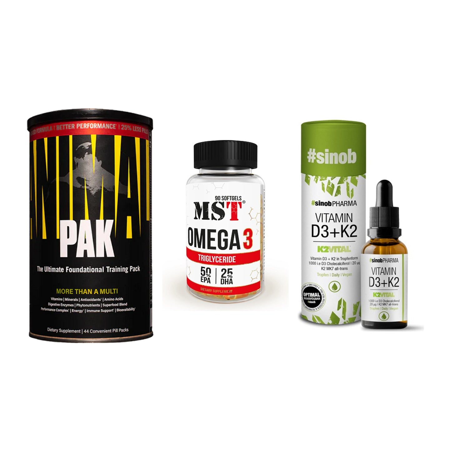 Grundversorgung: Universal + MST Omega 3 + Sinob Vitamin – alle enthaltenen Artikel