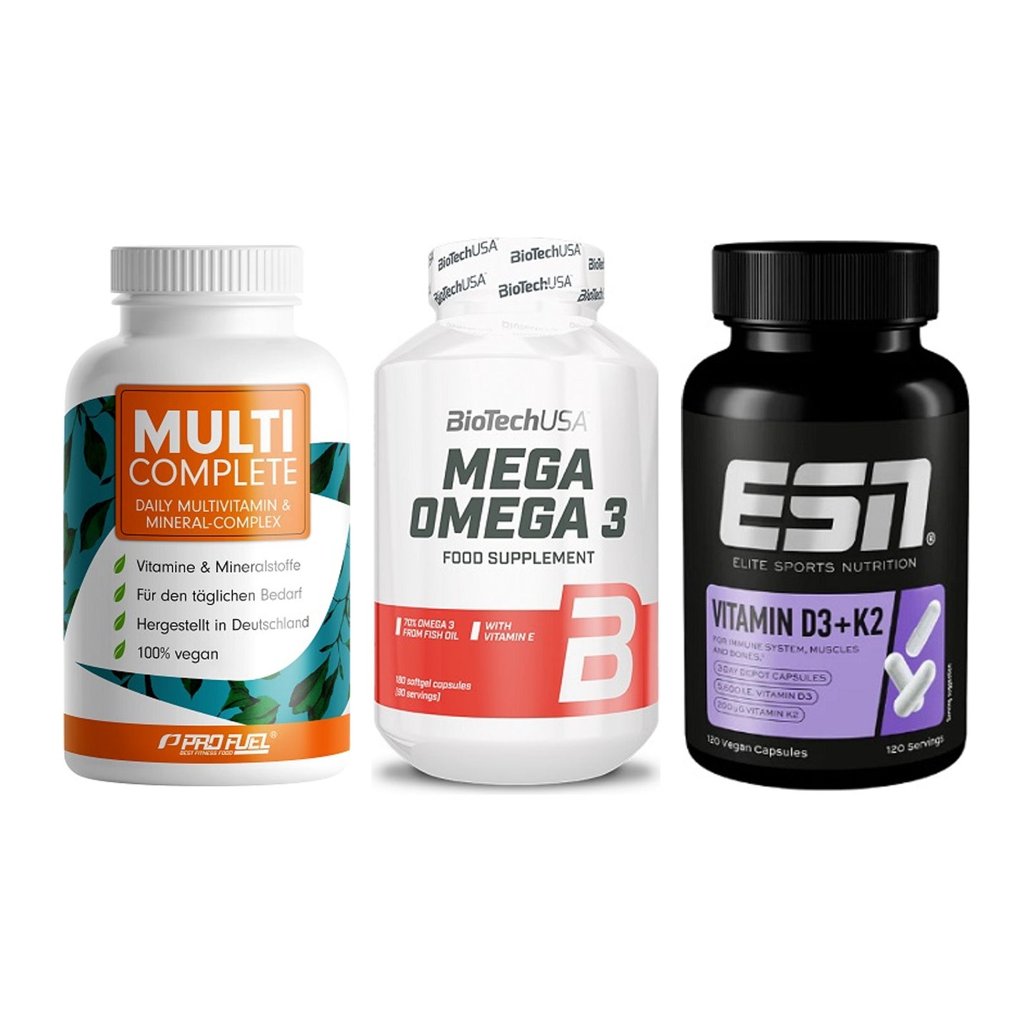 Grundversorgung: ProFuel MULTI + BioTech Mega + ESN Vitamin D3 – alle enthaltenen Artikel