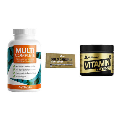 Grundversorgung: ProFuel MULTI + Olimp Omega 3 + Peak Vitamin – alle enthaltenen Artikel