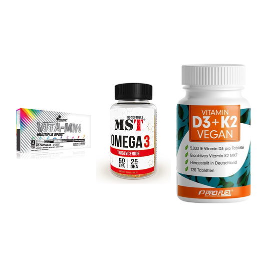 Grundversorgung: Olimp Vita-Min + MST Omega 3 + ProFuel Vitamin – alle enthaltenen Artikel