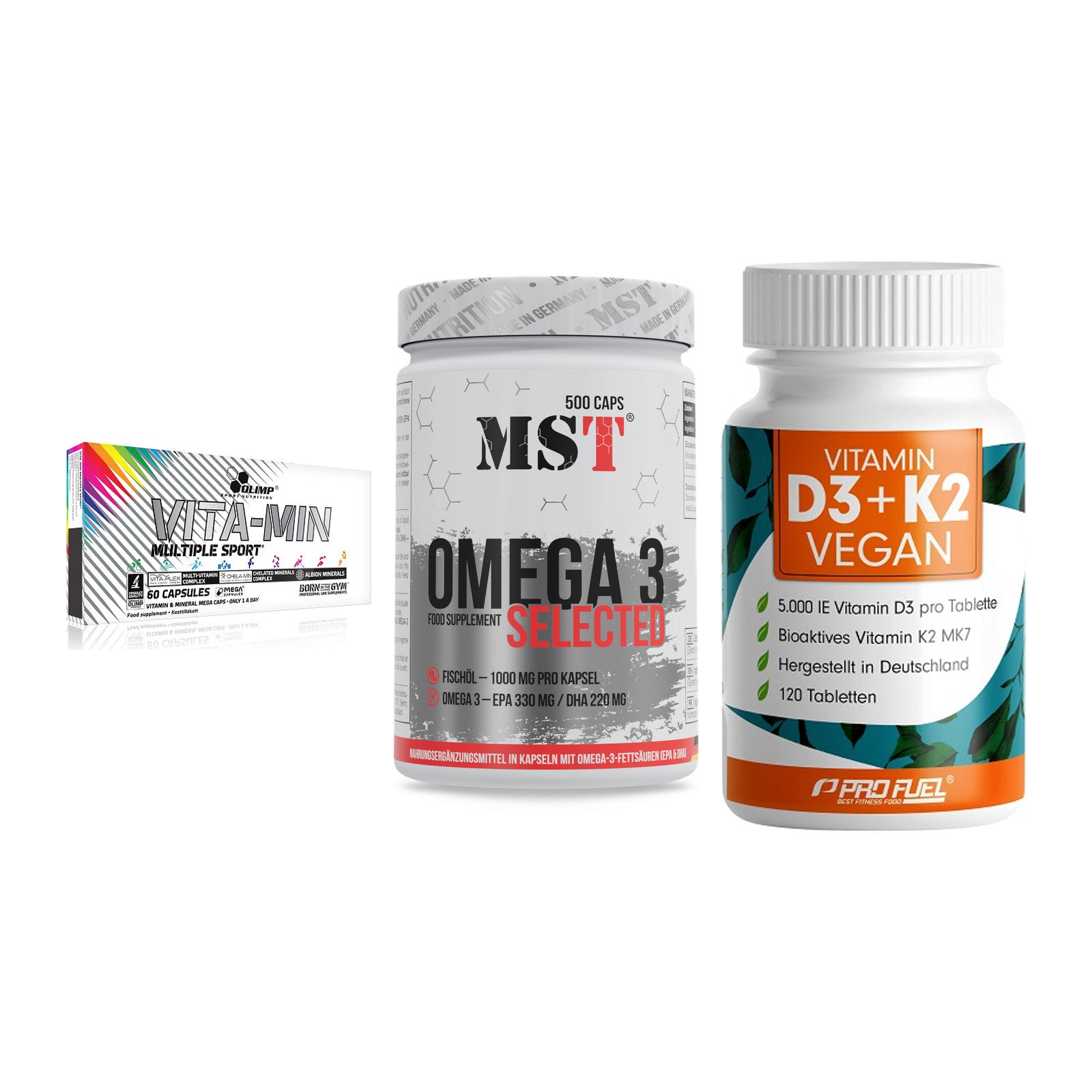 Grundversorgung: Olimp Vita-Min + MST Omega 3 + ProFuel Vitamin – alle enthaltenen Artikel