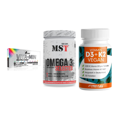 Grundversorgung: Olimp Vita-Min + MST Omega 3 + ProFuel Vitamin – alle enthaltenen Artikel
