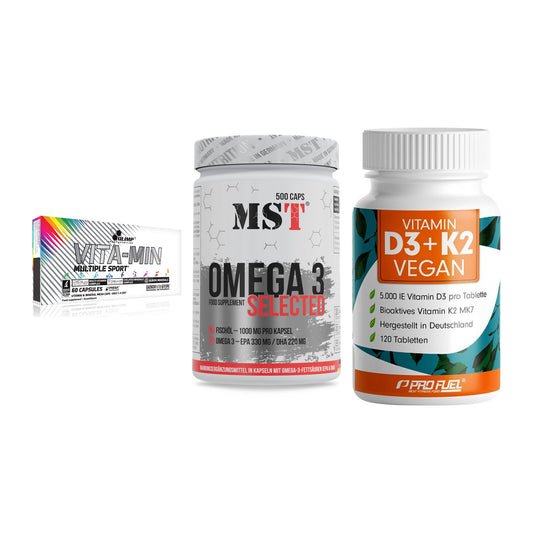 Grundversorgung: Olimp Vita-Min + MST Omega 3 + ProFuel Vitamin – alle enthaltenen Artikel