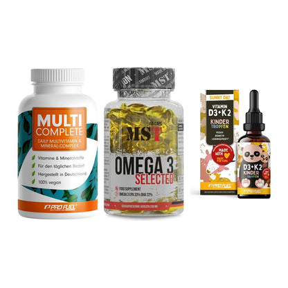 Grundversorgung: ProFuel MULTI + MST Omega 3 + ProFuel VITAMIN – alle enthaltenen Artikel