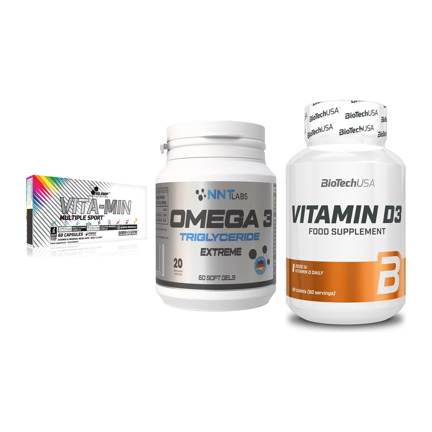 Grundversorgung: Olimp Vita-Min + NNT Omega 3 + BioTech Vitamin – alle enthaltenen Artikel
