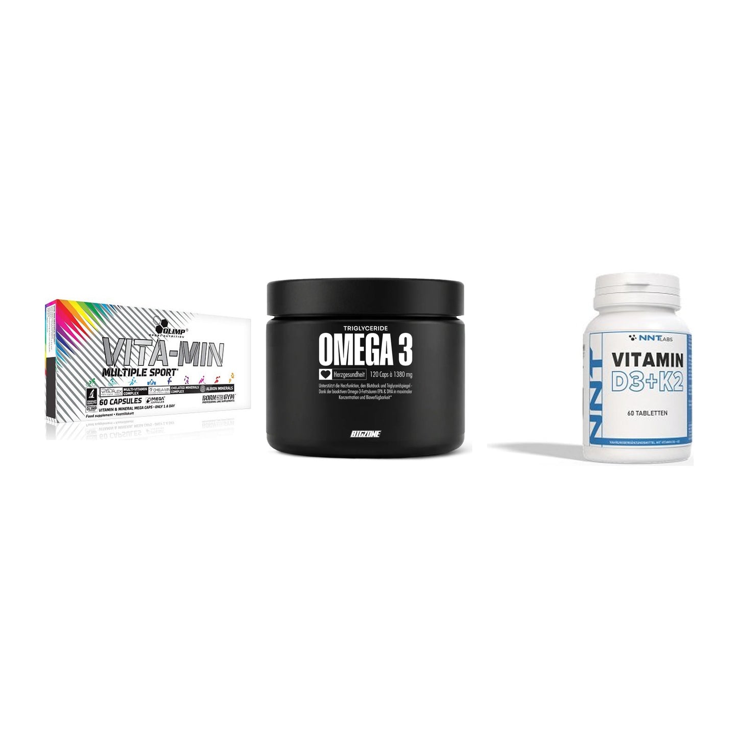 Grundversorgung: Olimp Vita-Min + Big Zone Omega + NNT Vitamin – alle enthaltenen Artikel