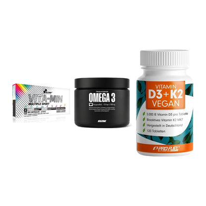 Grundversorgung: Olimp Vita-Min + Big Zone Omega + ProFuel Vitamin – alle enthaltenen Artikel