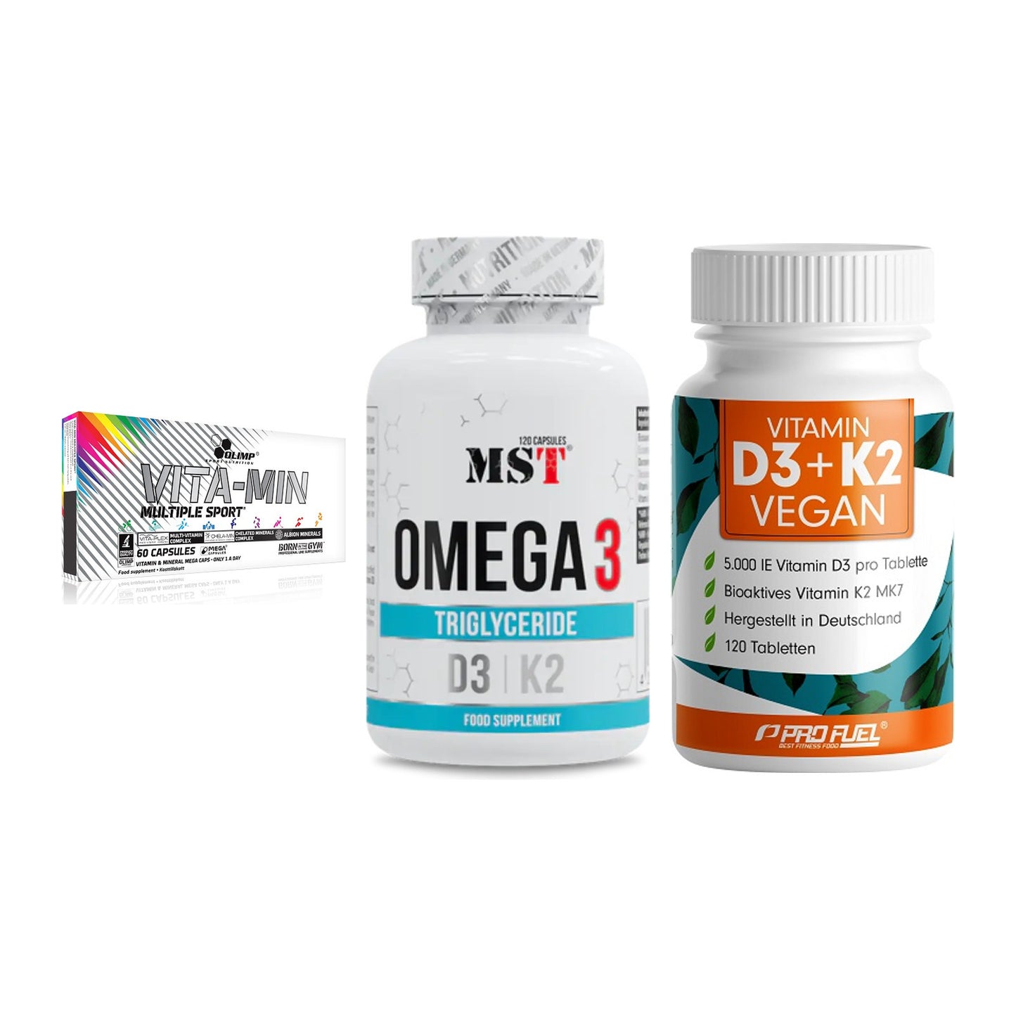 Grundversorgung: Olimp Vita-Min + MST Omega 3 500 + ProFuel Vitamin – alle enthaltenen Artikel