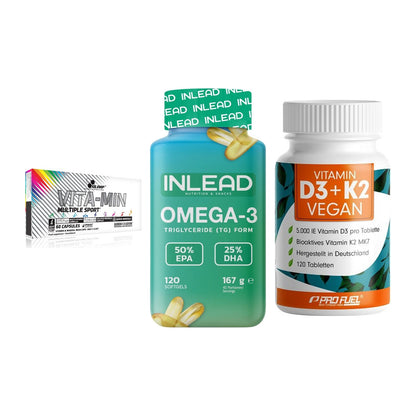 Grundversorgung: Olimp Vita-Min + INLEAD Omega-3 + ProFuel Vitamin – alle enthaltenen Artikel