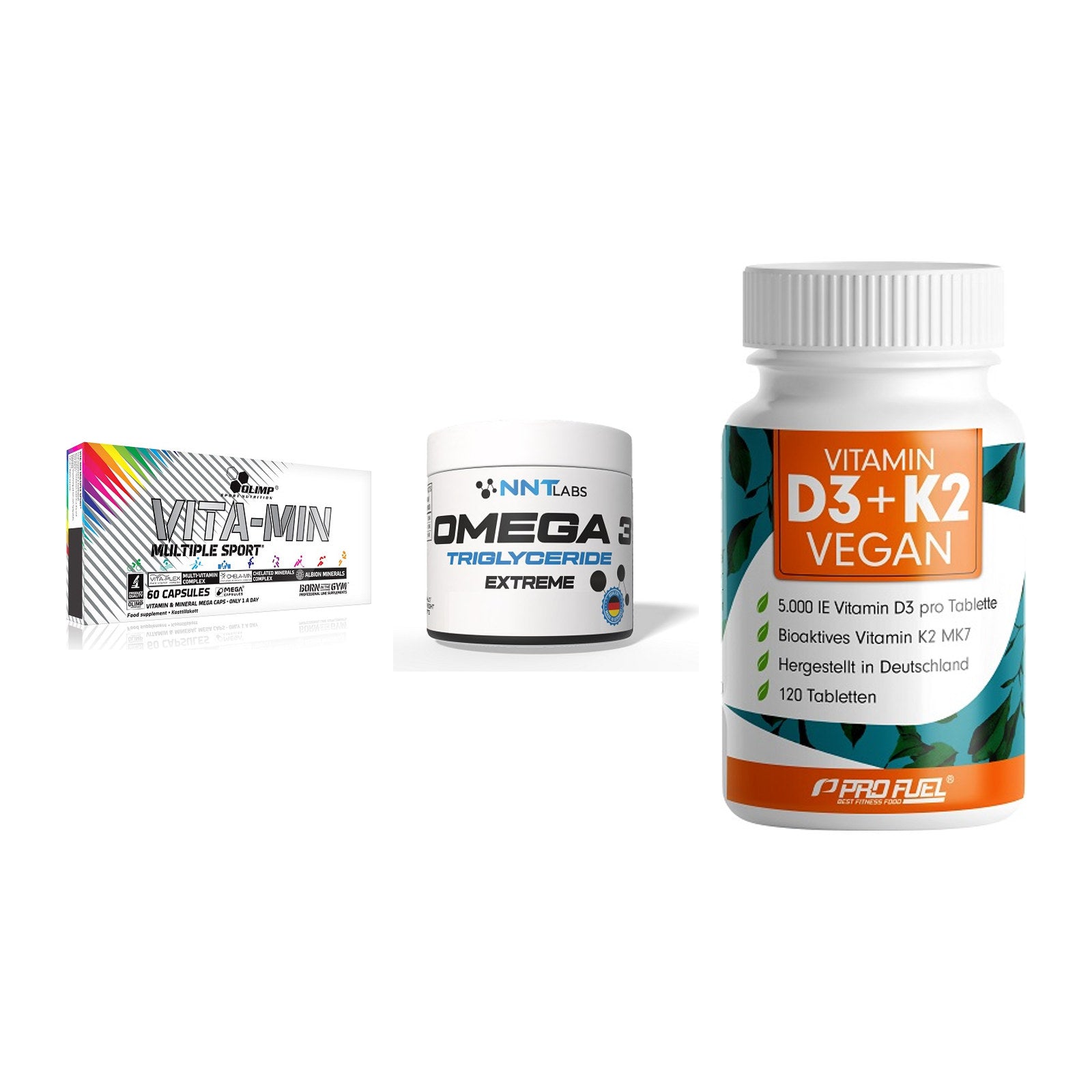 Grundversorgung: Olimp Vita-Min + NNT Omega 3 + ProFuel Vitamin – alle enthaltenen Artikel