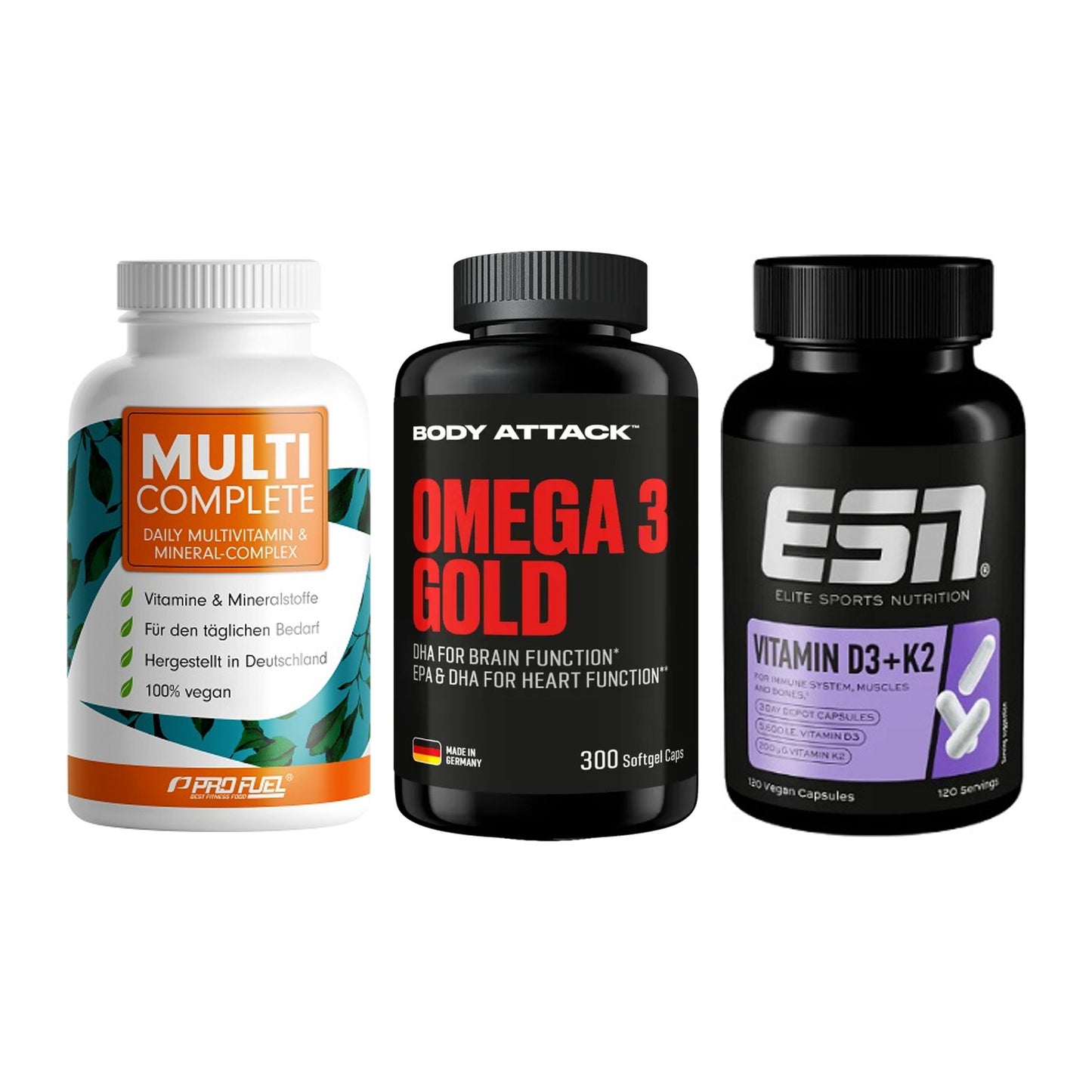 Grundversorgung: ProFuel MULTI + Body Attack + ESN Vitamin D3 – alle enthaltenen Artikel
