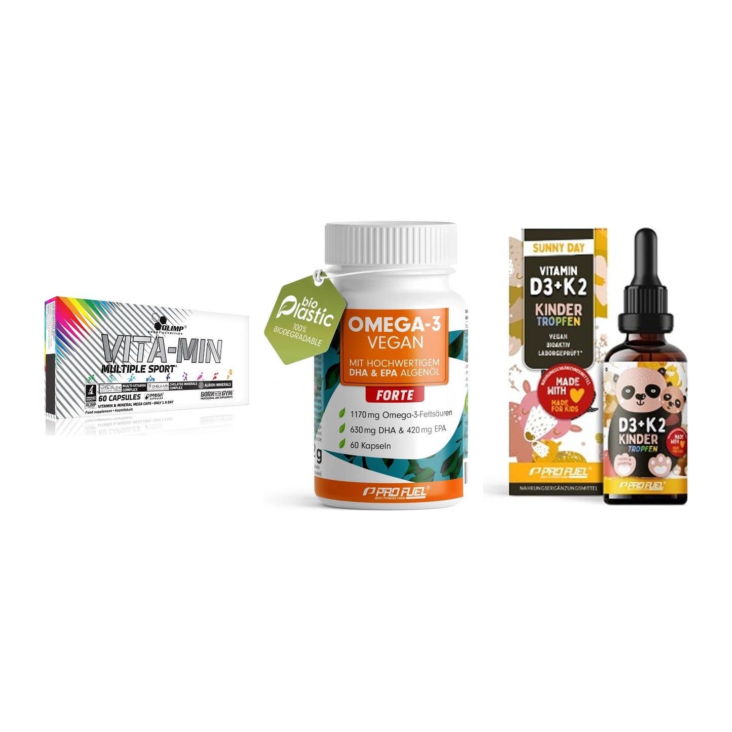Grundversorgung: Olimp Vita-Min + ProFuel Omega 3 + ProFuel VITAMIN – alle enthaltenen Artikel