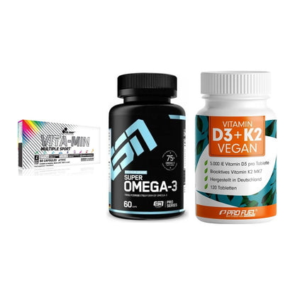 Grundversorgung: Olimp Vita-Min + ESN Omega 3 + ProFuel Vitamin – alle enthaltenen Artikel