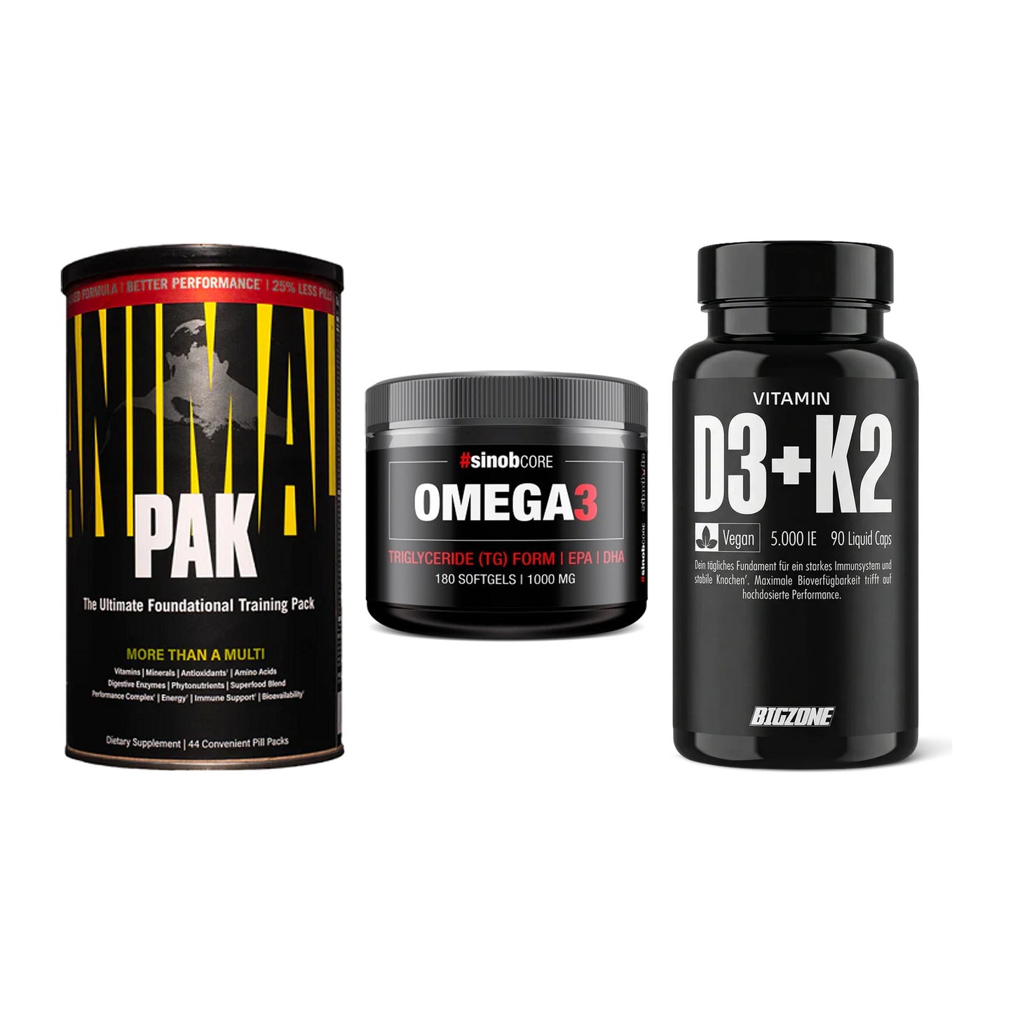 Grundversorgung: Universal + Sinob Omega 3 + Big Zone – alle enthaltenen Artikel