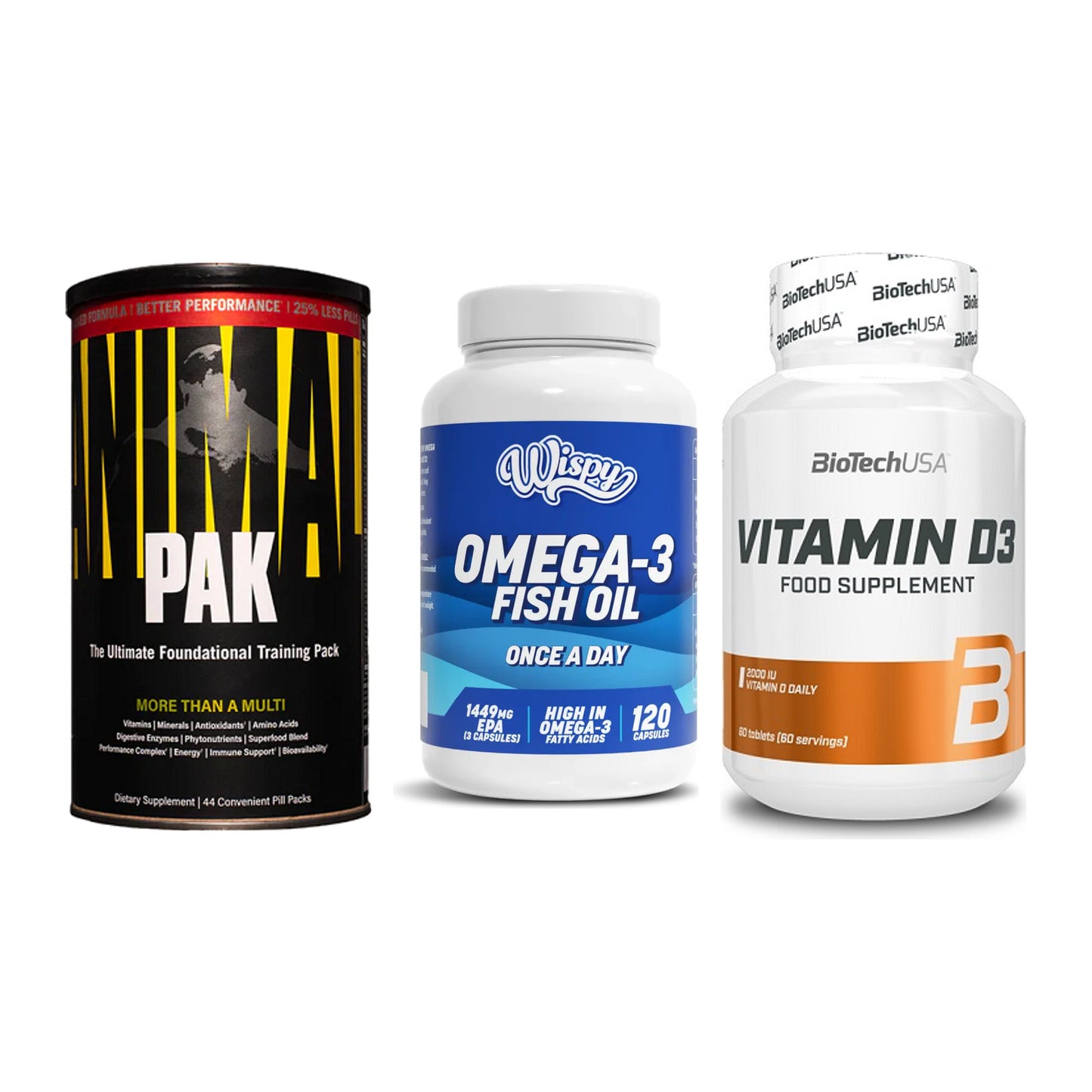 Grundversorgung: Universal + Wispy Omega 3 + BioTech Vitamin – alle enthaltenen Artikel