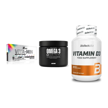 Grundversorgung: Olimp Vita-Min + Big Zone Omega + BioTech Vitamin – alle enthaltenen Artikel
