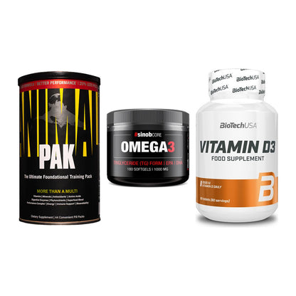 Grundversorgung: Universal + Sinob Omega 3 + BioTech Vitamin – alle enthaltenen Artikel