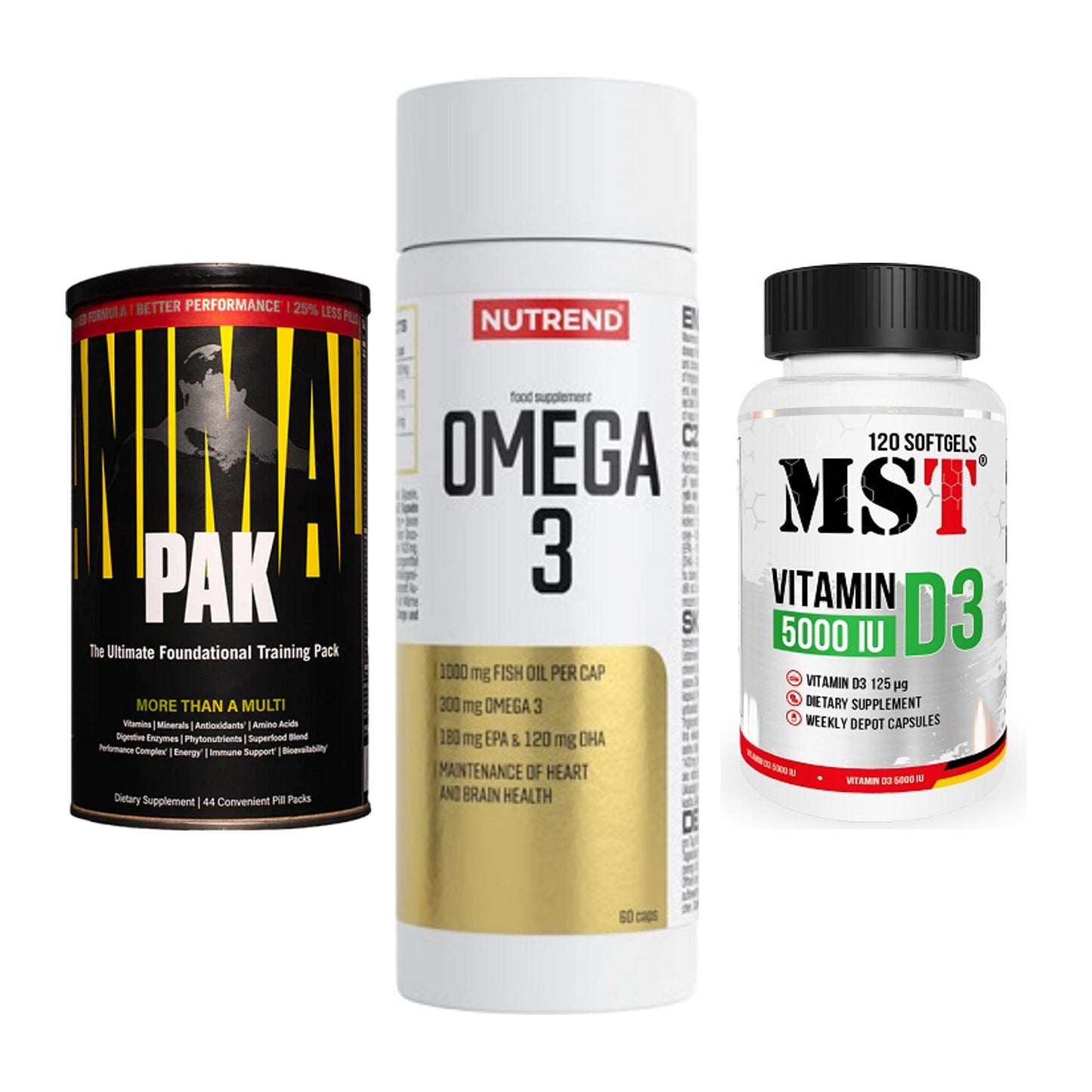 Grundversorgung: Universal + Nutrend Omega 3 + MST Vitamin D3 – alle enthaltenen Artikel