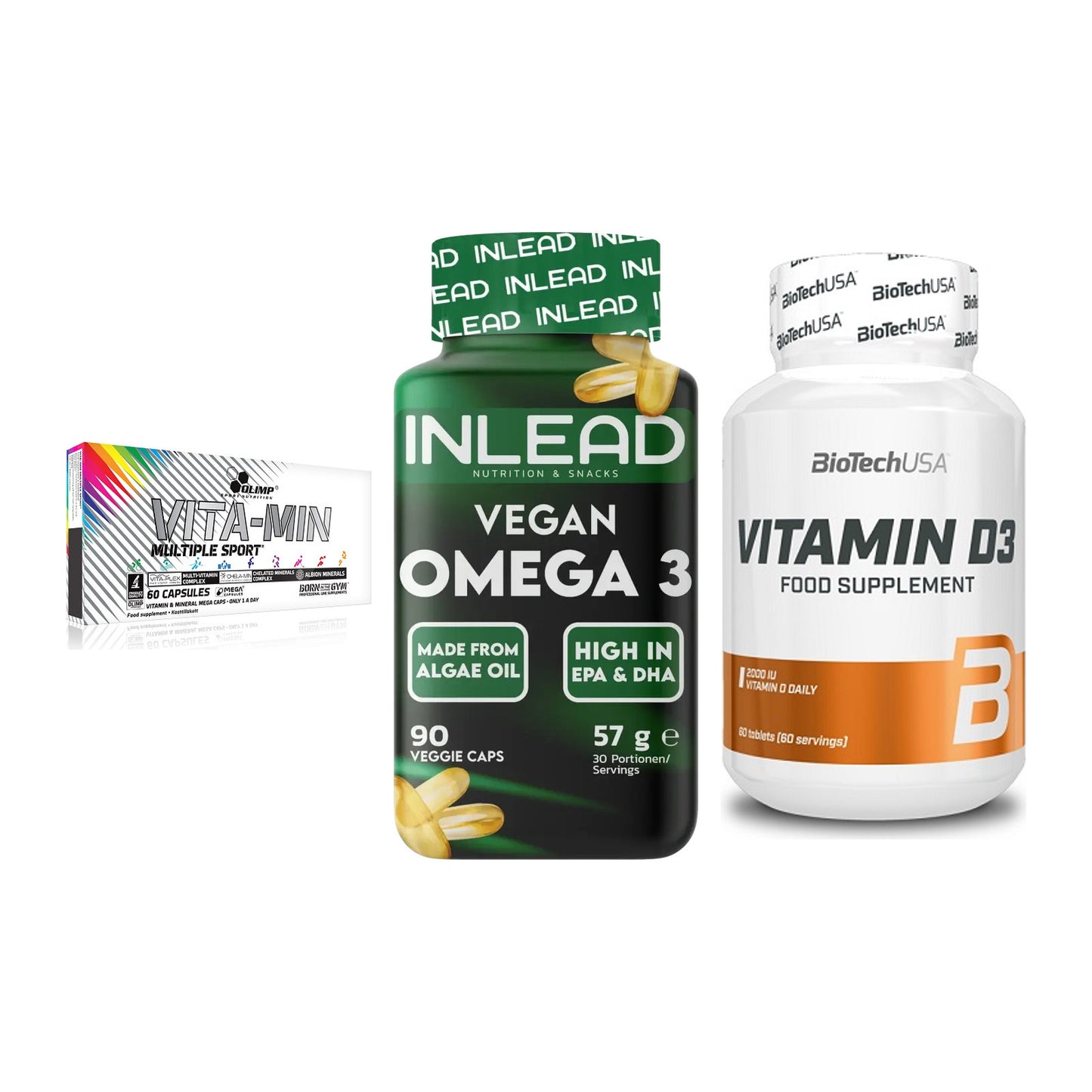 Grundversorgung: Olimp Vita-Min + INLEAD Vegan + BioTech Vitamin – alle enthaltenen Artikel