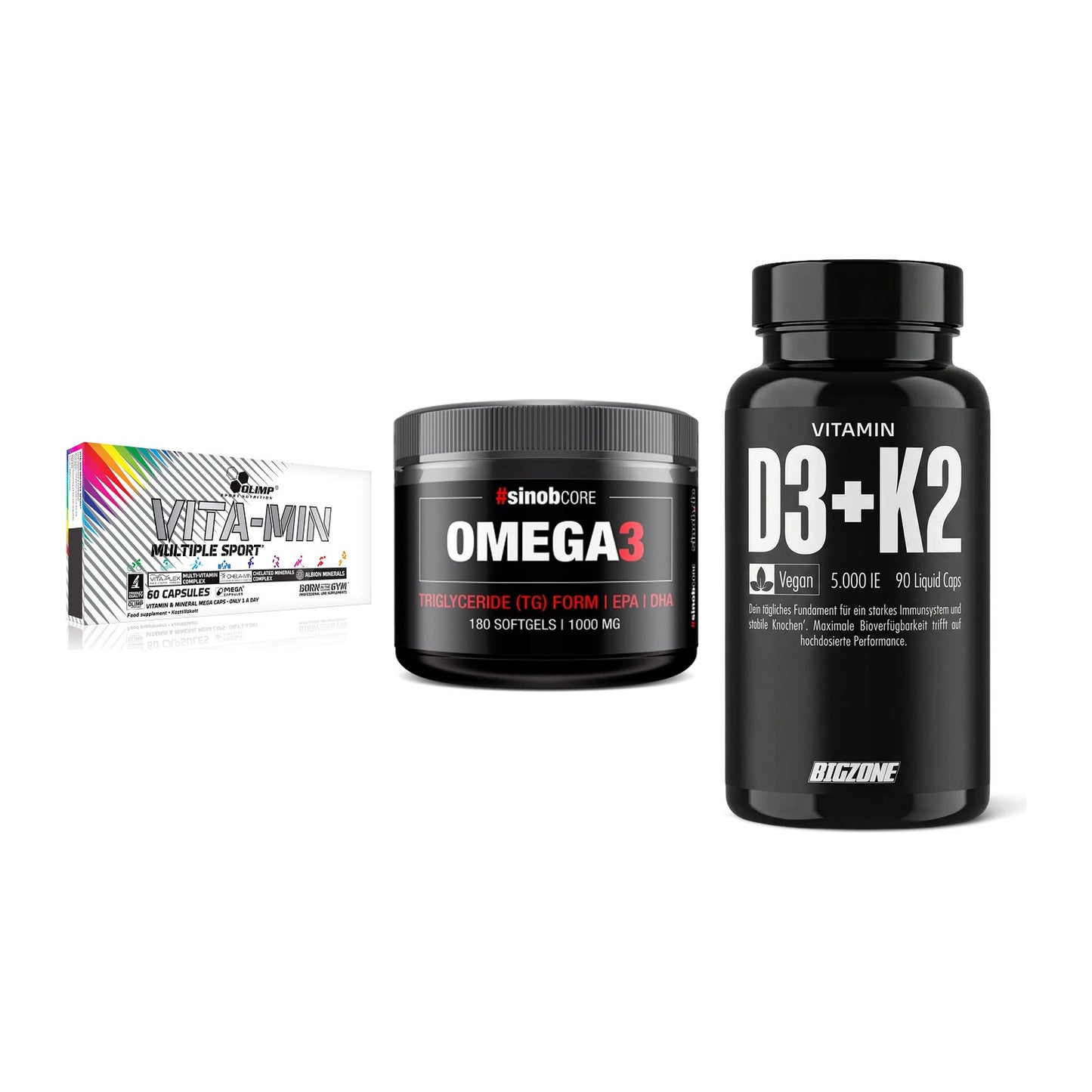 Grundversorgung: Olimp Vita-Min + Sinob Omega 3 + Big Zone – alle enthaltenen Artikel