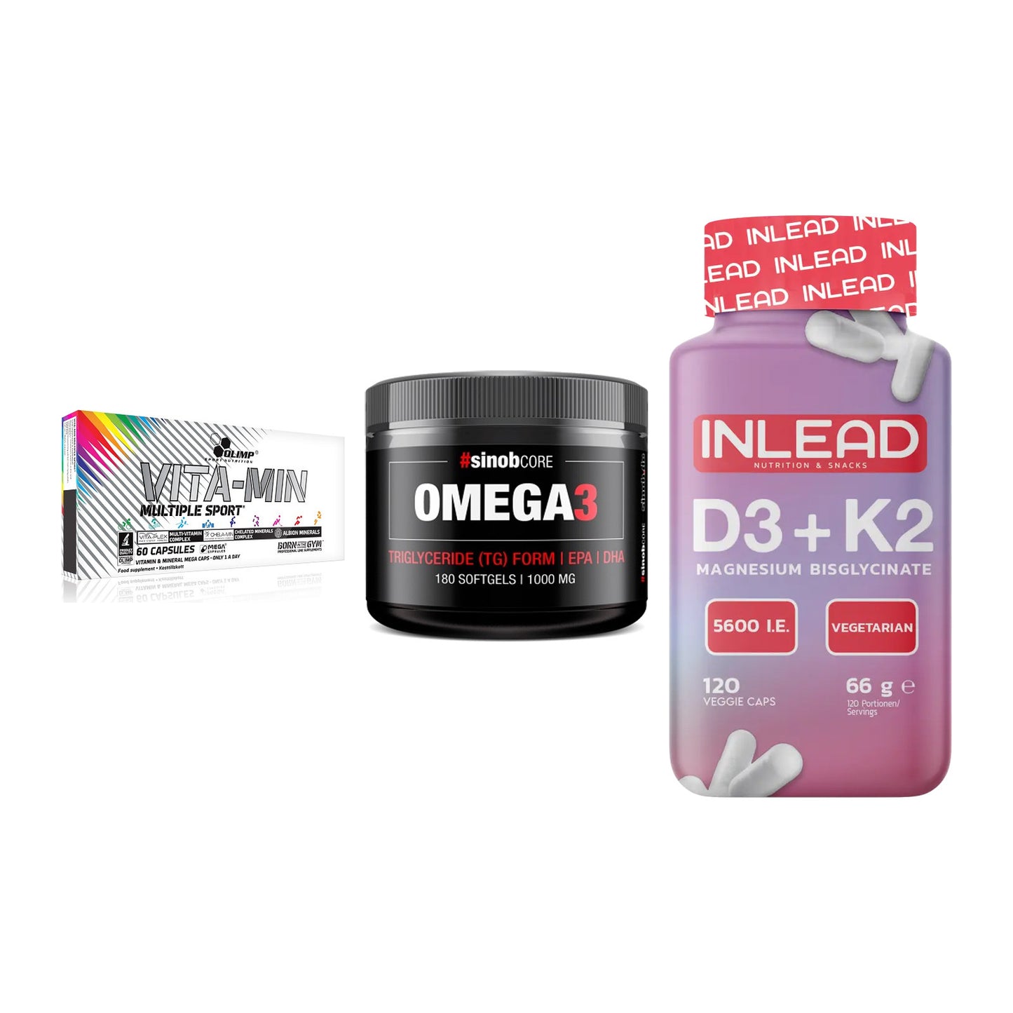 Grundversorgung: Olimp Vita-Min + Sinob Omega 3 + INLEAD Vitamin – alle enthaltenen Artikel