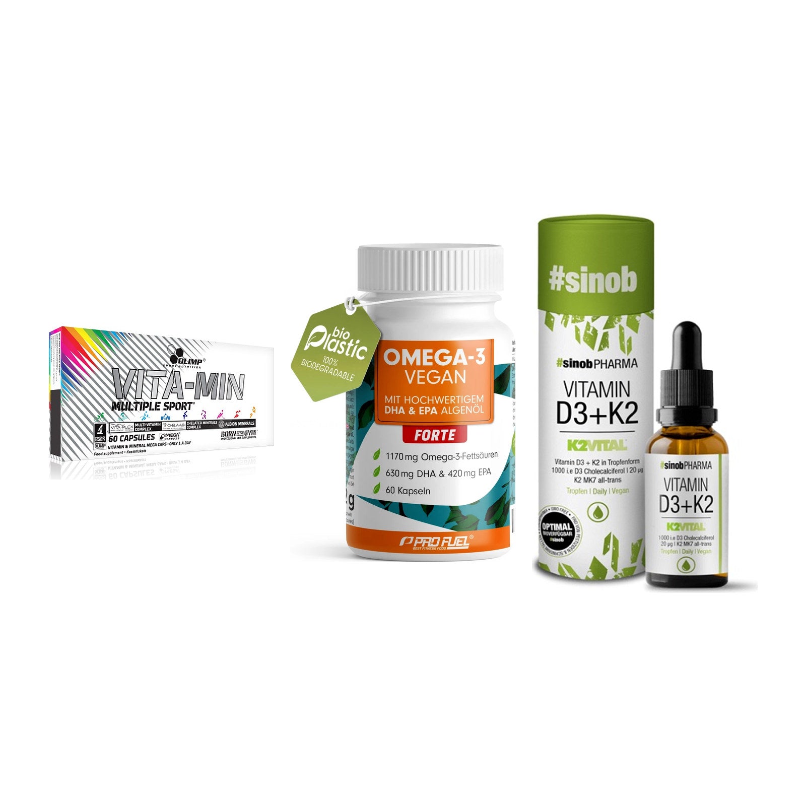 Grundversorgung: Olimp Vita-Min + ProFuel Omega 3 + Sinob Vitamin – alle enthaltenen Artikel