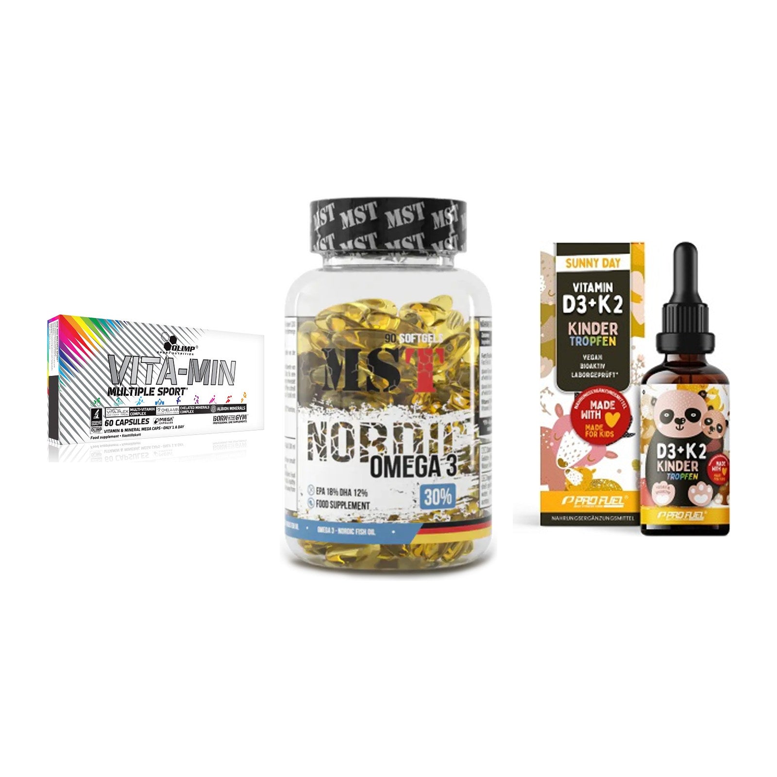 Grundversorgung: Olimp Vita-Min + MST Omega 3 + ProFuel VITAMIN – alle enthaltenen Artikel