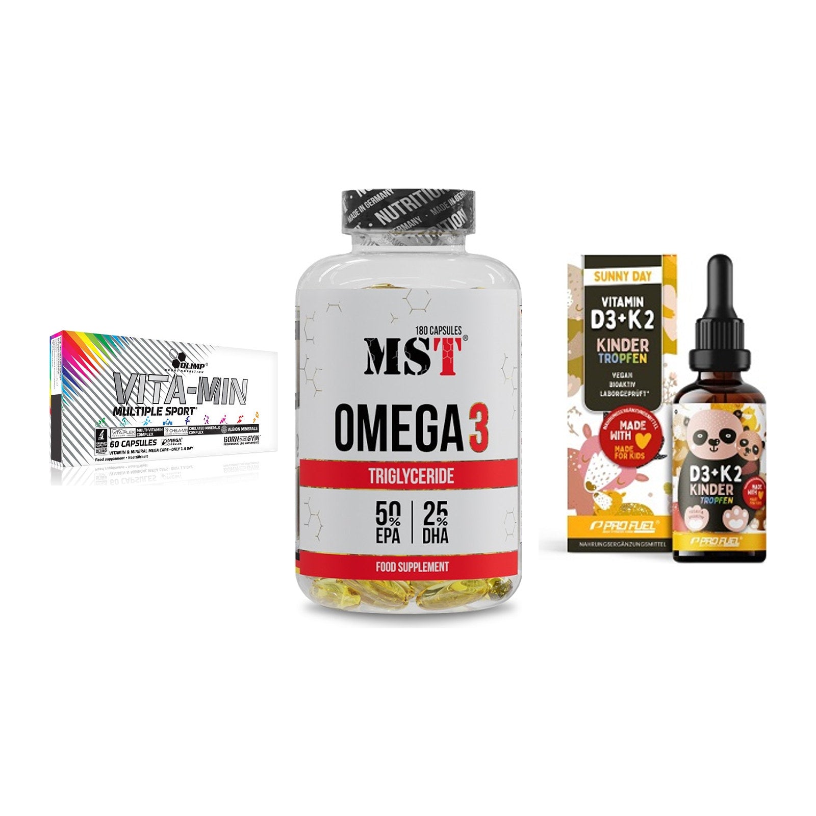 Grundversorgung: Olimp Vita-Min + MST Omega 3 + ProFuel VITAMIN – alle enthaltenen Artikel