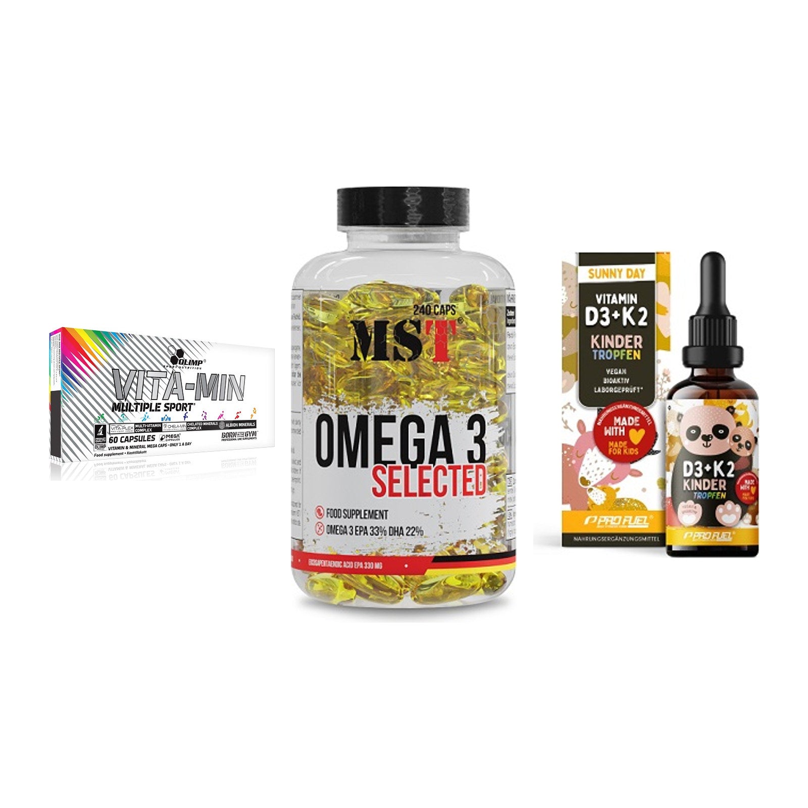 Grundversorgung: Olimp Vita-Min + MST Omega 3 + ProFuel VITAMIN – alle enthaltenen Artikel