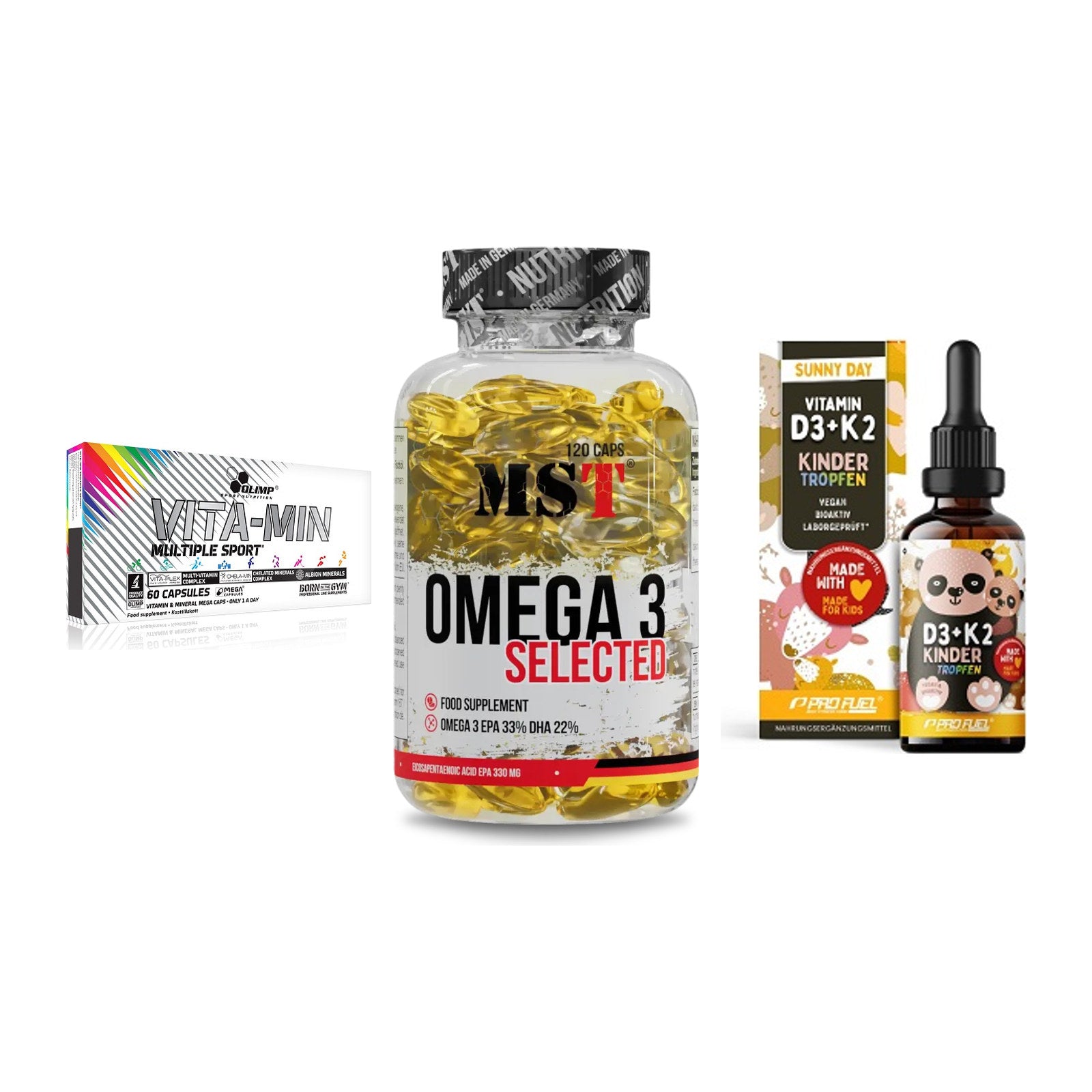 Grundversorgung: Olimp Vita-Min + MST Omega 3 + ProFuel VITAMIN – alle enthaltenen Artikel