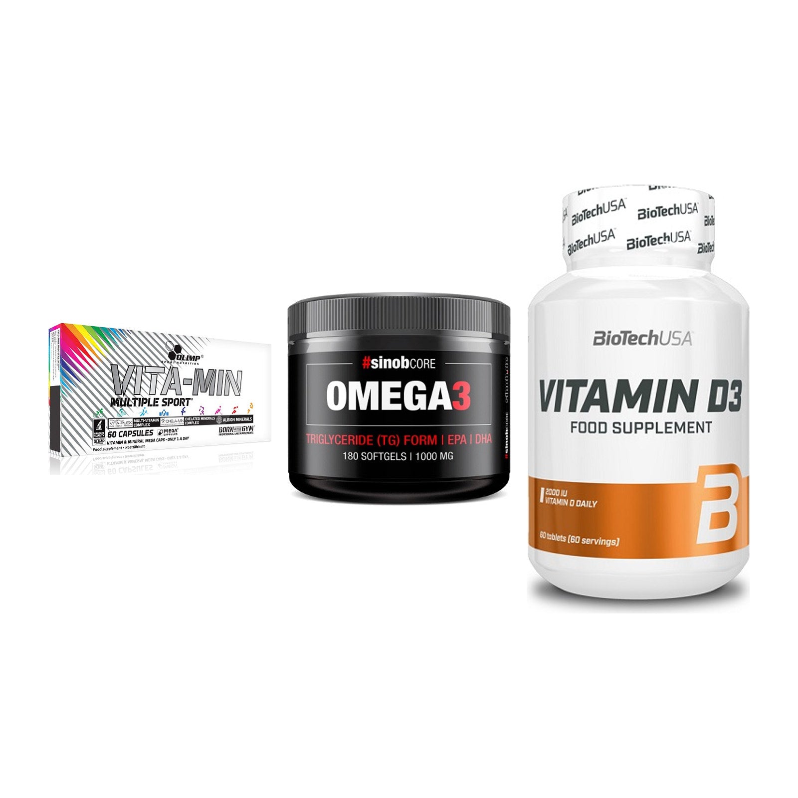Grundversorgung: Olimp Vita-Min + Sinob Omega 3 + BioTech Vitamin – alle enthaltenen Artikel