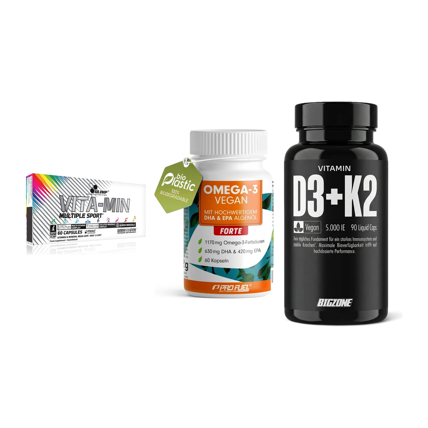 Grundversorgung: Olimp Vita-Min + ProFuel Omega 3 + Big Zone – alle enthaltenen Artikel