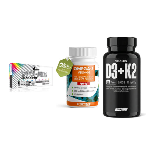 Grundversorgung: Olimp Vita-Min + ProFuel Omega 3 + Big Zone – alle enthaltenen Artikel