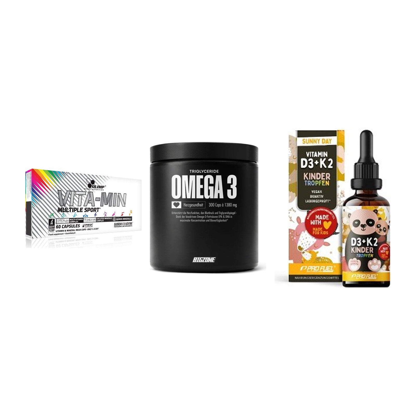Grundversorgung: Olimp Vita-Min + Big Zone Omega + ProFuel VITAMIN – alle enthaltenen Artikel