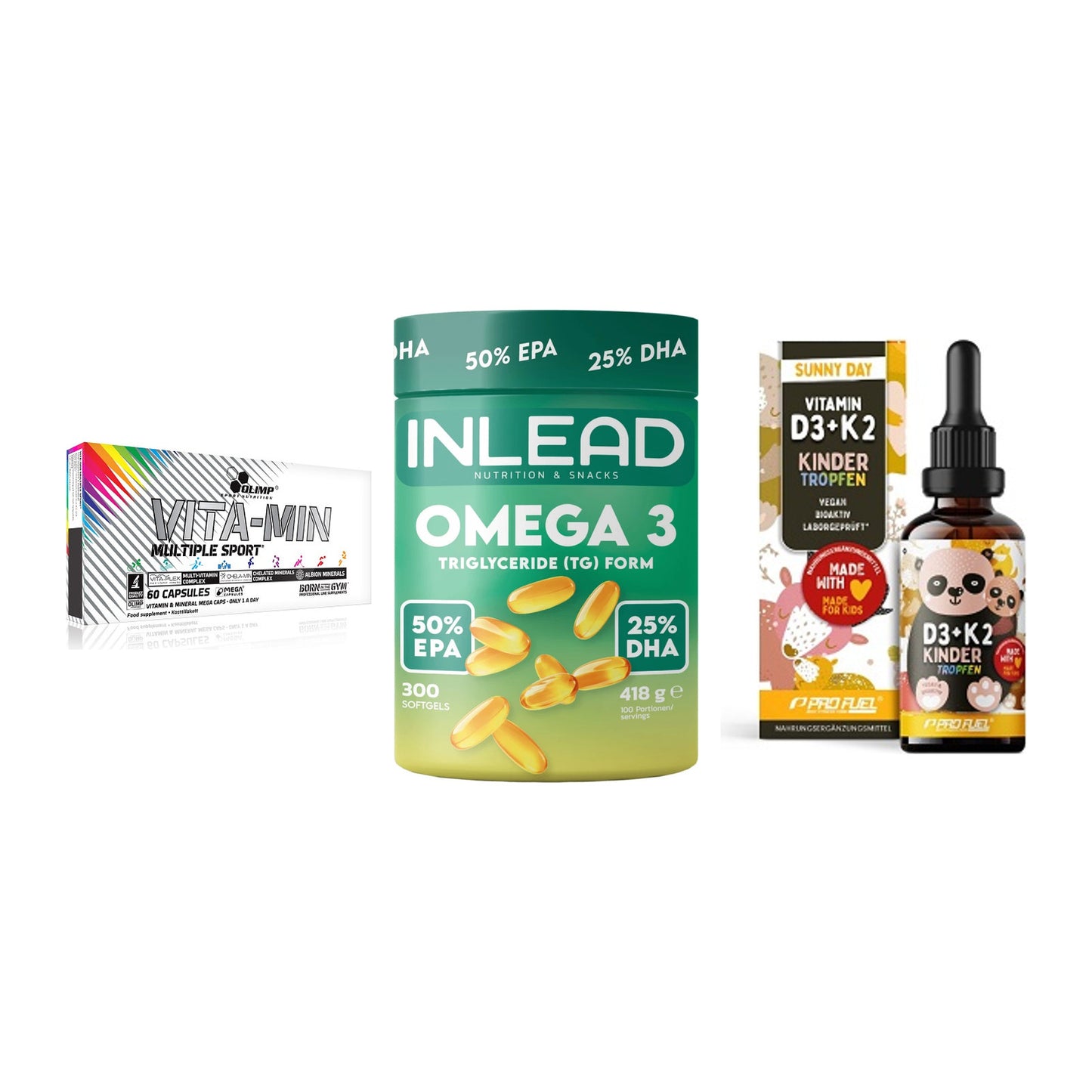 Grundversorgung: Olimp Vita-Min + INLEAD Omega-3 + ProFuel VITAMIN – alle enthaltenen Artikel