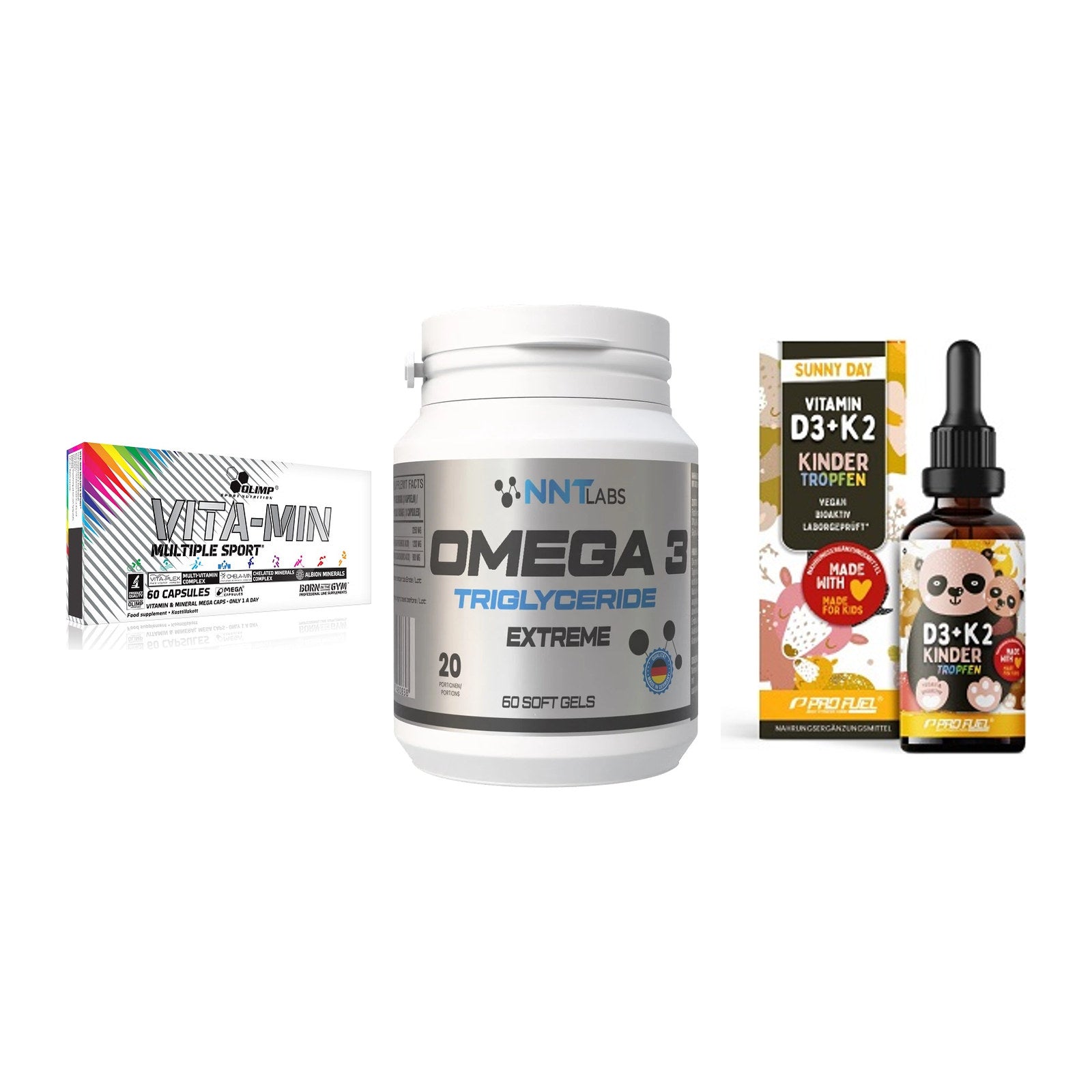 Grundversorgung: Olimp Vita-Min + NNT Omega 3 + ProFuel VITAMIN – alle enthaltenen Artikel