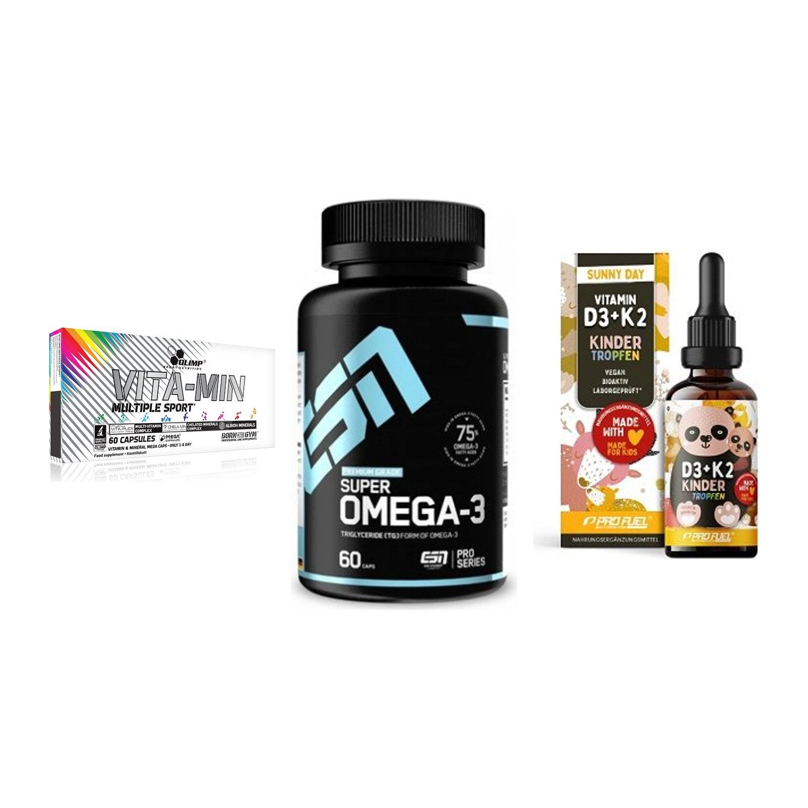 Grundversorgung: Olimp Vita-Min + ESN Omega 3 + ProFuel VITAMIN – alle enthaltenen Artikel