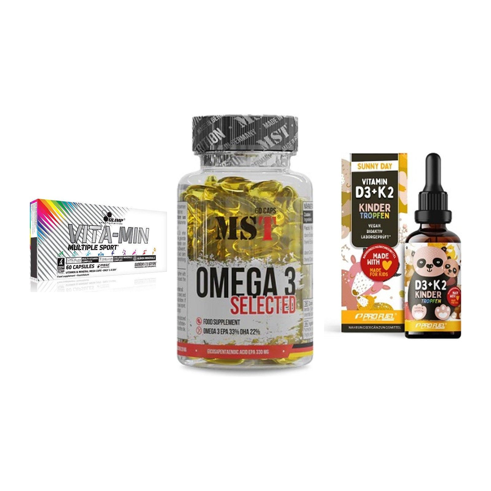 Grundversorgung: Olimp Vita-Min + MST Omega 3 + ProFuel VITAMIN – alle enthaltenen Artikel