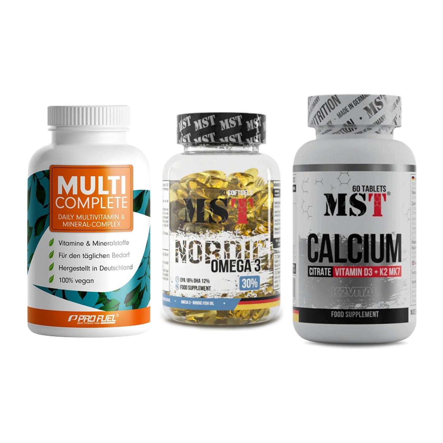 Grundversorgung: ProFuel MULTI + MST Omega 3 + MST Calcium – alle enthaltenen Artikel