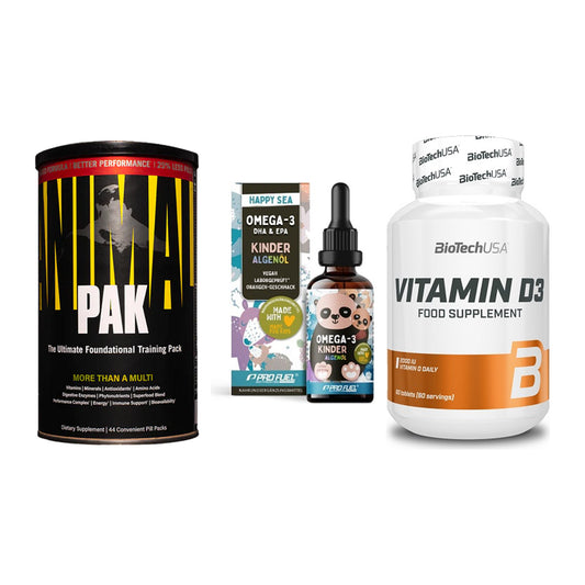 Grundversorgung: Universal + ProFuel OMEGA-3 + BioTech Vitamin – alle enthaltenen Artikel