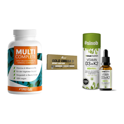 Grundversorgung: ProFuel MULTI + Olimp Omega 3 + Sinob Vitamin – alle enthaltenen Artikel